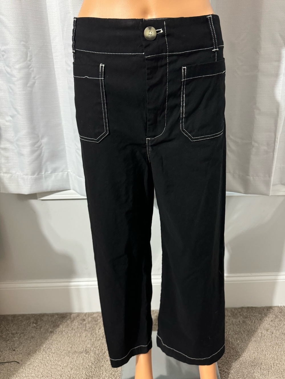 Cool Maeve Anthropologie size 29 black Colette wide leg cropped panes excellent